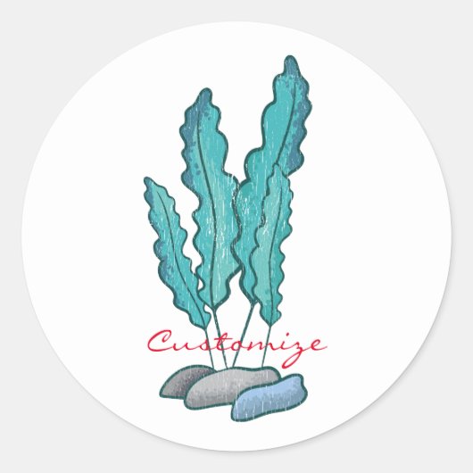 Blue Seaweed Algae Thunder_Cove Ronde Sticker (Voorkant)