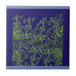 Blue Seaweed Florah Tile Design Tegeltje