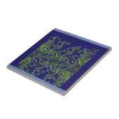 Blue Seaweed Florah Tile Design Tegeltje (Zijkant)
