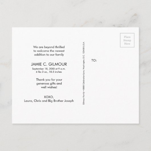 Blue Second baby Multi foto Dank je Aankondigingskaart (Achterkant)