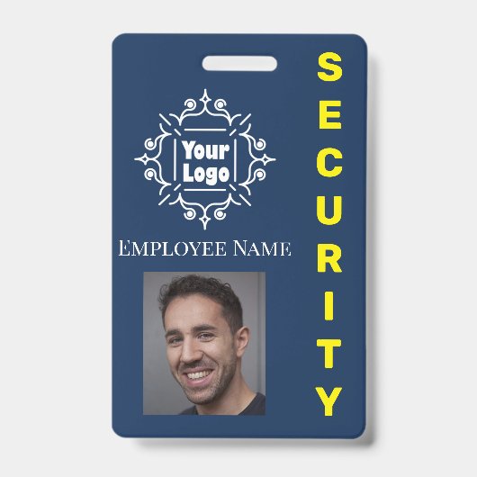 Blue Security Guard Medewerker ID Logo en foto Badge (Voorkant)