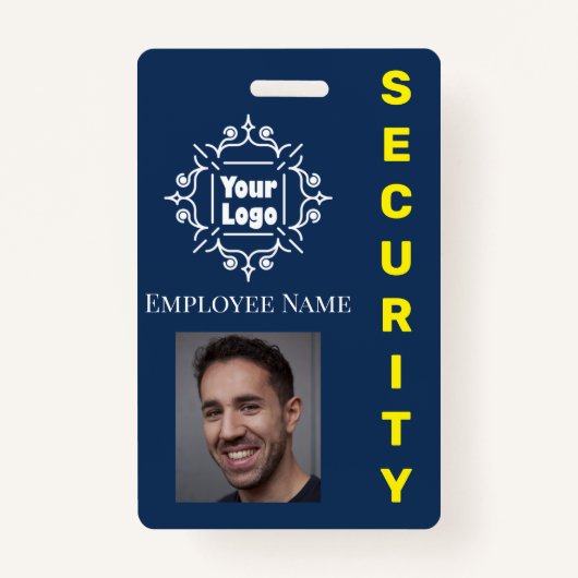 Blue Security Guard Medewerker ID Logo en foto Badge (Voorkant)