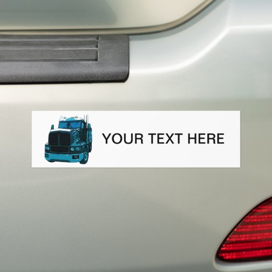 Blue Semi Truck Bumpersticker (Op auto)