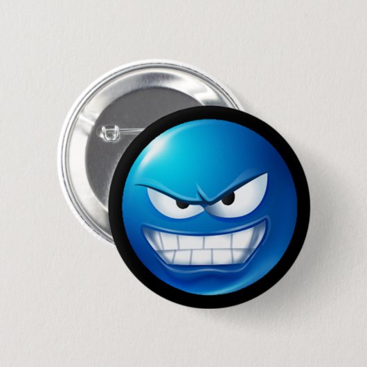 blue semie emoji ronde button 5,7 cm (Voorkant /achterkant)