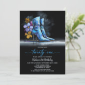 Blue Sequin Boots 21st Birthday Party Kaart (Staand voorkant)