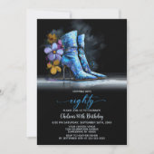 Blue Sequin Boots 80th Birthday Party Kaart (Voorkant)