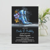 Blue Sequin Boots and Bubbly Bridal Shower Kaart (Staand voorkant)