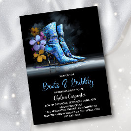Blue Sequin Boots and Bubbly Bridal Shower Kaart