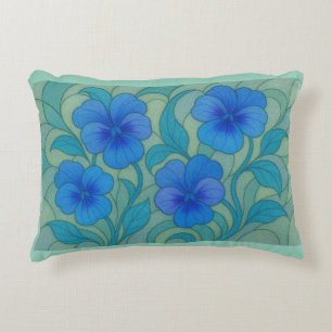 Blue Serenity – Elegant Panasje Bloemenpatroon Accent Kussen