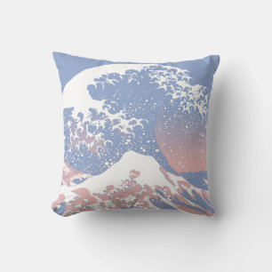 Blue Serenity en Roos Quartz Great Wave Kussen