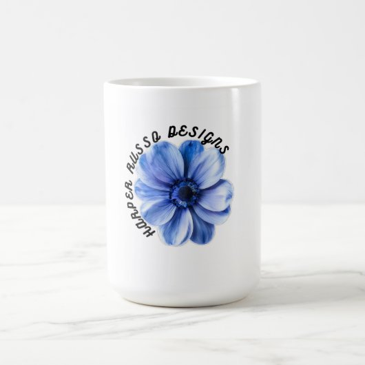 Blue Serenity Flower Art Magische Mok (Midden)