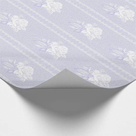 Blue Serenity White Rose Wedding Cadeaupapier (Hoek)