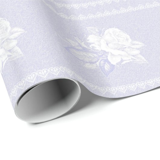  Blue Serenity White Rose Wedding Cadeaupapier (Rol Hoek)