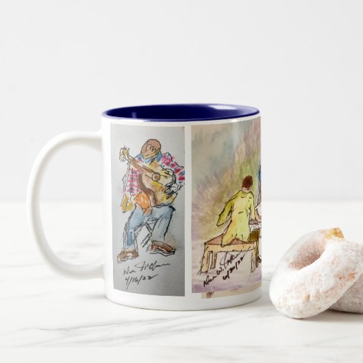 Blue Series Jazz Coffee Mugs Tweekleurige Koffiemok (Met donut)