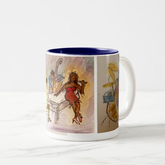 Blue Series Jazz Coffee Mugs Tweekleurige Koffiemok (Voorkant rechts)