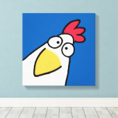 Blue SERIOUS CHICKEN door Sandra Boynton Canvas Afdruk (Insitu (Houten vloer))