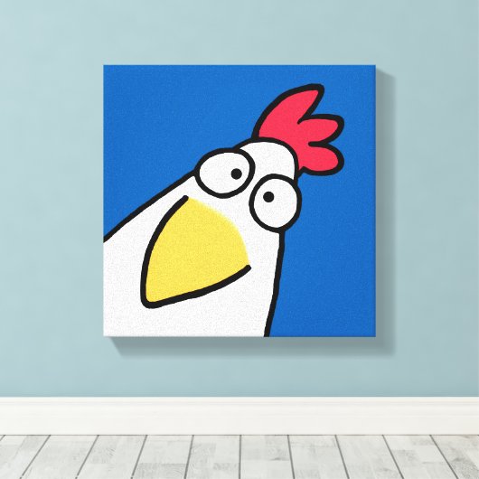Blue SERIOUS CHICKEN door Sandra Boynton Canvas Afdruk (Insitu (Houten vloer))