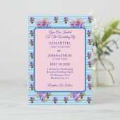 Blue Shabby Chic Flower Wedding Invitation Kaart (Staand voorkant)