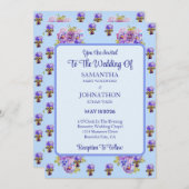 Blue Shabby Chic Flower Wedding Invitation Kaart (Voorkant / Achterkant)