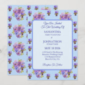 Blue Shabby Chic Flower Wedding Invitation Kaart (Voorkant / Achterkant)