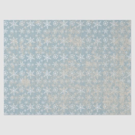 Blue Shabby Grungy Snowflakes Tissue Paper Tissuepapier (Voorkant)