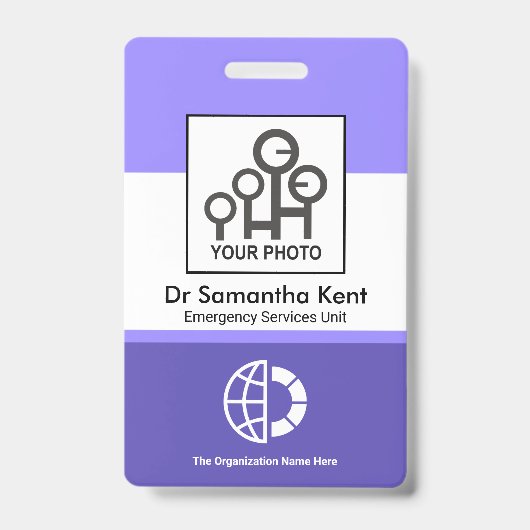 Blue Shade Columns Foto Employee Medical ID Badge (Voorzijde)