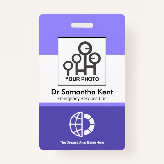 Blue Shade Columns Foto Employee Medical ID Badge (Voorkant)