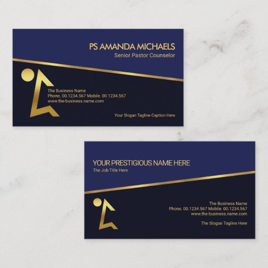 Blue Shade Layers Kneeling Man Pastor Counselor Visitekaartje (Voorkant / Achterkant)