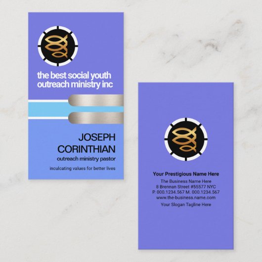 Blue Shade Layers Silve Tab Christelijk ministerie Visitekaartje (Voorkant / Achterkant)