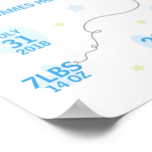 Blue Shades Birth Stat Design Poster (Hoek)