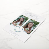 Blue Shades Birthday Silver 2 Photos Floral Heart Folie Uitnodiging (Gedraaid)