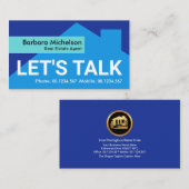 Blue Shades Building Silhouette Cyan Tab Realtor Visitekaartje (Voorkant / Achterkant)