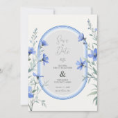 Blue Shades Cherish Botanical Wildflowers Branches Save The Date (Voorkant)