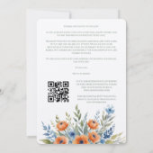 Blue Shades Delicate Floral Bouquet Border Wedding Save The Date (Achterkant)