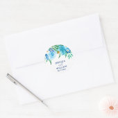 Blue Shades Florals Waterverf Bruiloft Ronde Sticker (Envelop)
