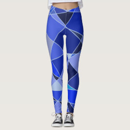Blue Shades Geometric Crystal Design Leggings