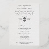 Blue Shades Heart Luxury Romantic Botanical Floral Folie Uitnodiging (Achterkant)