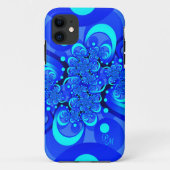 Blue Shades, Modern Abstracte Fractal Art Initiale Case-Mate iPhone Case (Achterkant)