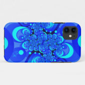 Blue Shades, Modern Abstracte Fractal Art Initiale Case-Mate iPhone Case (Achterkant (horizontaal))