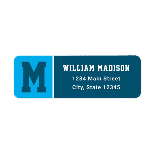 Blue Shades Monogram Stripe Etiket (Voorkant)
