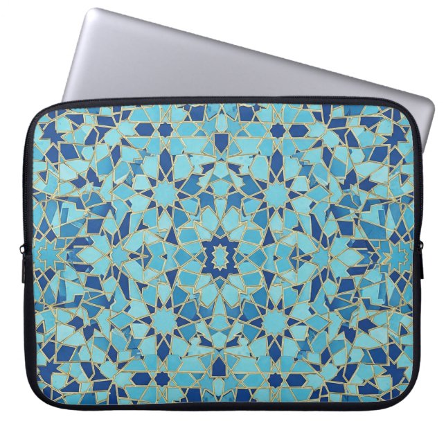 blue shades mosaic laptop sleeve (Voorkant)
