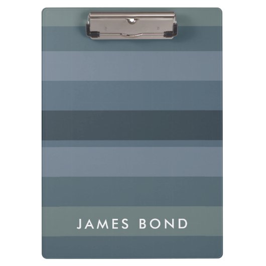 Blue Shades Ombre Simple Stripe Personalize Name Klembord (Voorkant)