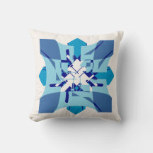 Blue Shades on Off-white Abstract Flower Art Motif