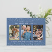 Blue Shades Snowflakes Christmas Stylish Collage Feestdagenkaart (Staand voorkant)