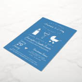 Blue Shake Rattle en Roll Baby shower Folie Uitnodiging (Gedraaid)