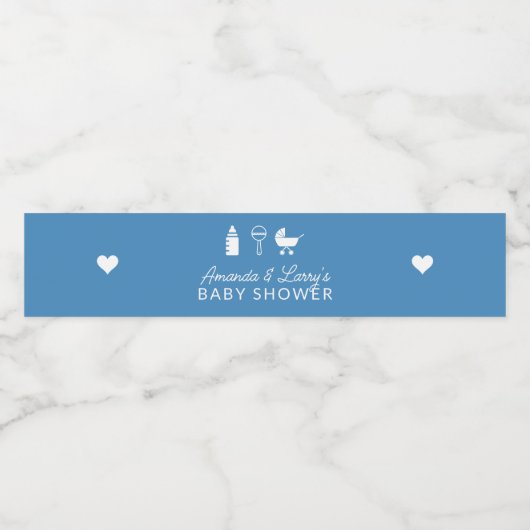 Blue Shake Rattle en Roll Baby shower Waterfles Etiket (Enkel label)