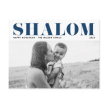 Blue Shalom Bold Typography Hanukkah Foto