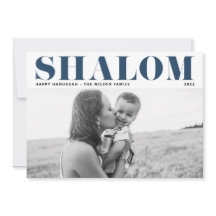Blue Shalom Bold Typography Happy Hanukkah Foto