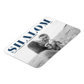 Blue Shalom Bold Typography Happy Hanukkah Foto Magneet (Linkerzijde)