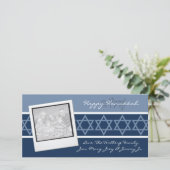 Blue Shalom Hanukkah-fotokaarten Feestdagenkaart (Staand voorkant)